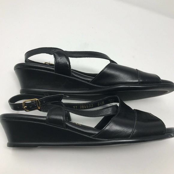 SAS Caress Black Wedge Casual Comfort Sandals - Picture 7 of 9